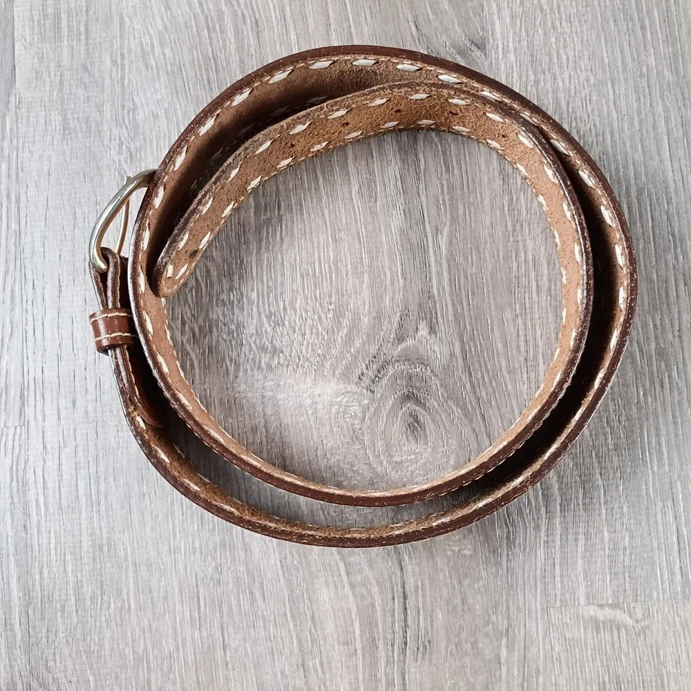 Hand Tooled‎ Leather Western Belt Size 42 GENE Saddle Cowboy Floral Buck Lacing*